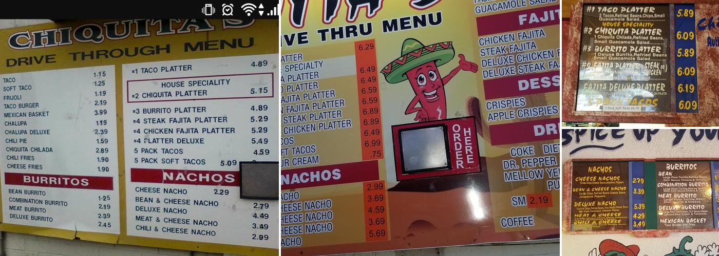 Chiquita's Menu