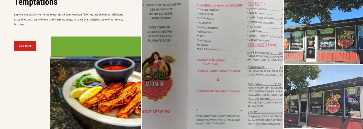 Ede's Taco Shop Menu