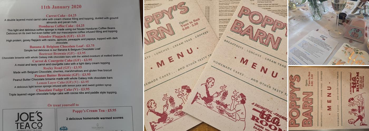 Poppys Barn - Tea Room Menu