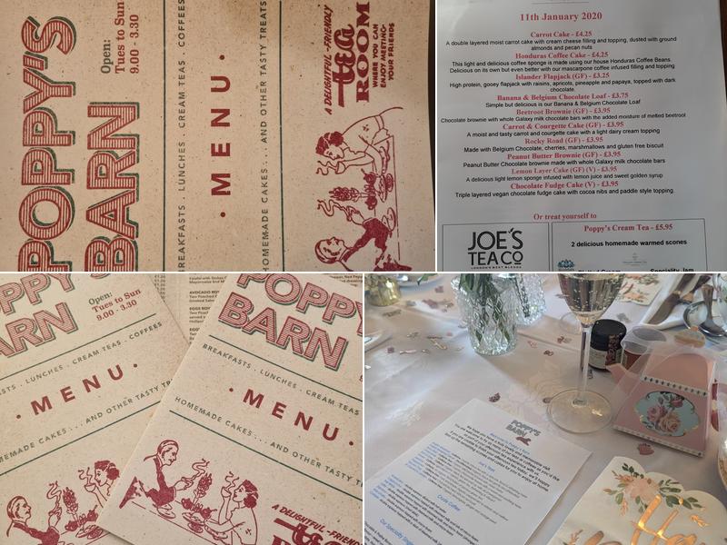 Poppys Barn - Tea Room Menu
