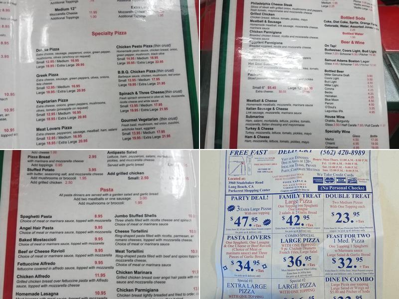 Rezzini's Pizza Menu