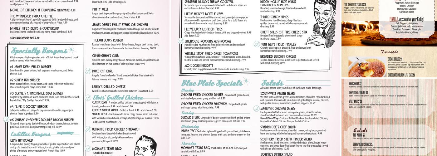 Angel's Diner Menu