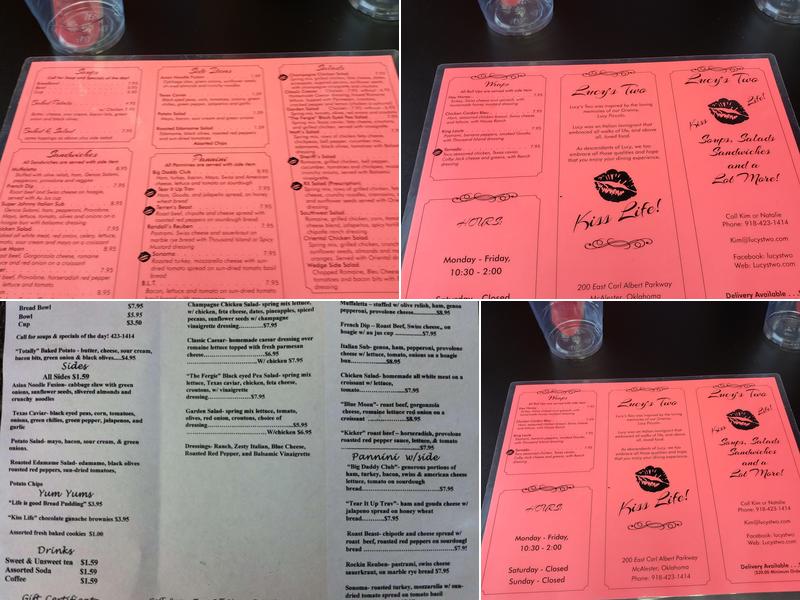 Lucy's Two Menu