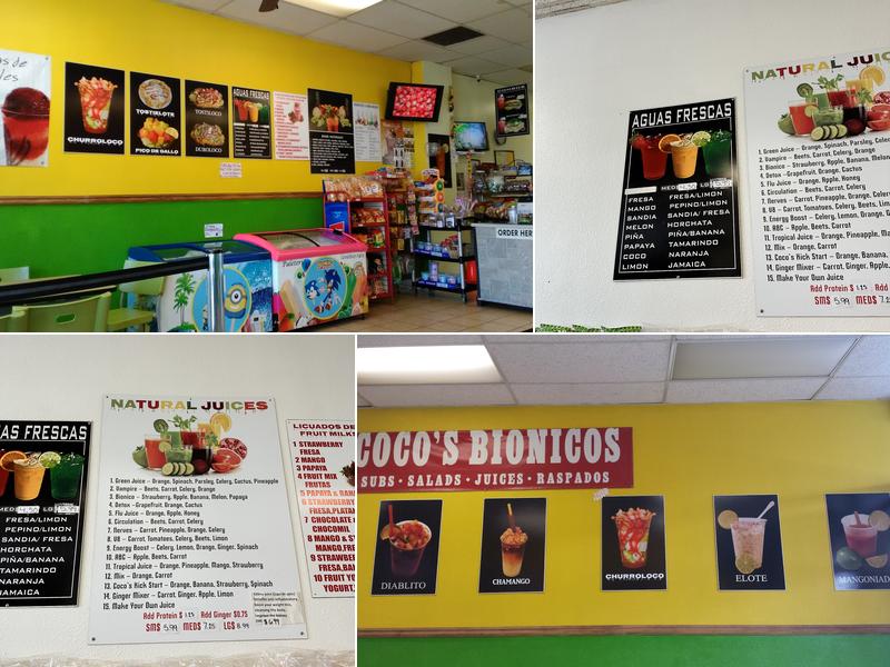 Coco's Bionicos Menu