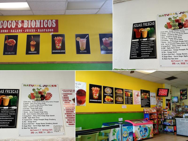 Coco's Bionicos Menu