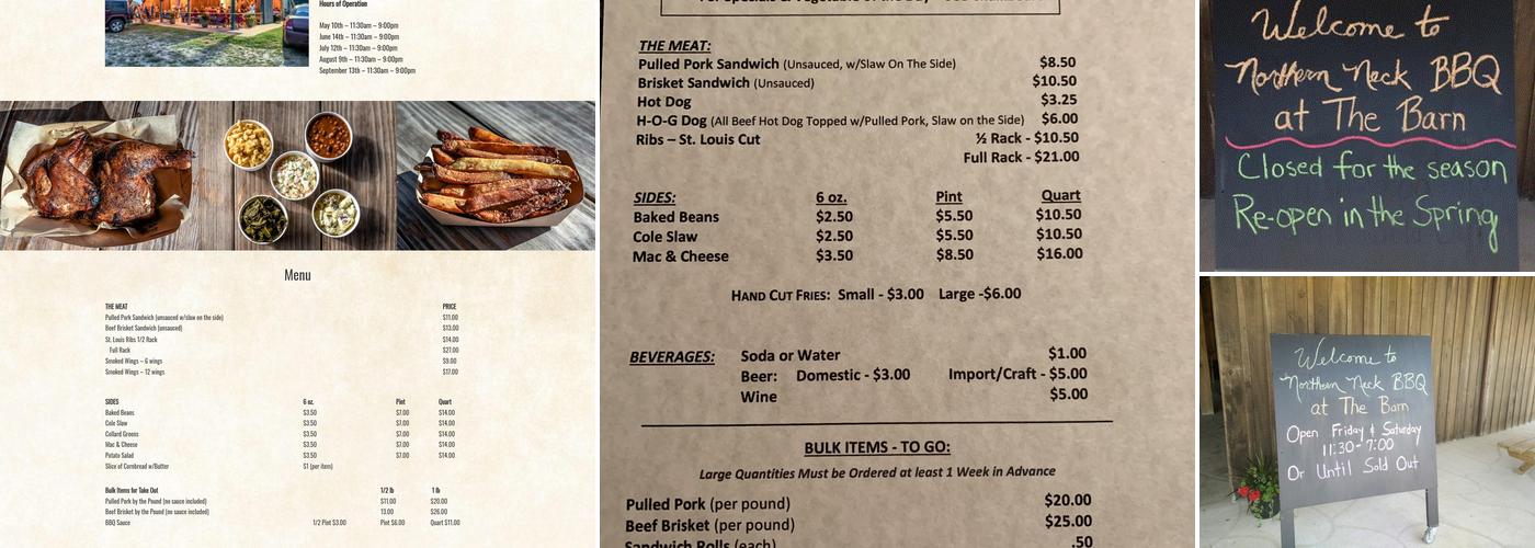 Northern Neck BBQ Menu