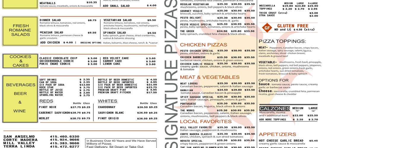 Stefano's Pizza Menu