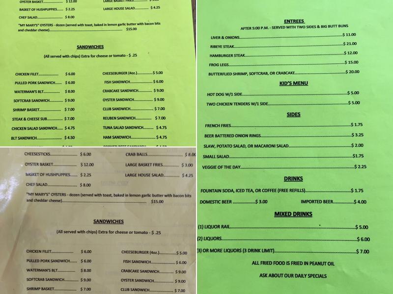Fairport Marina Menu