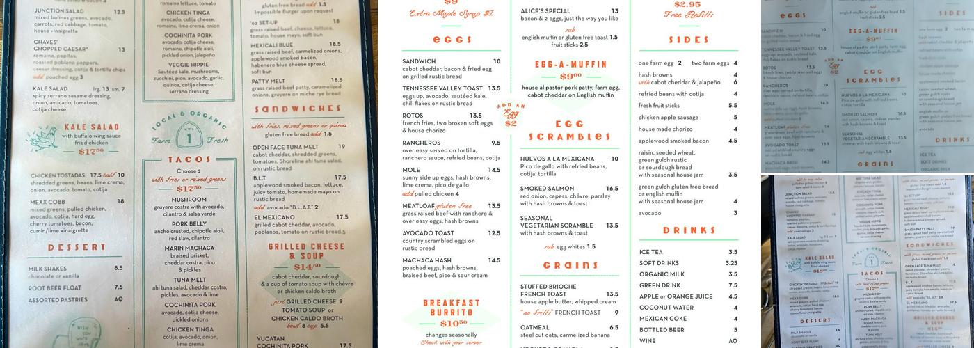 Shoreline Coffee Shop Menu