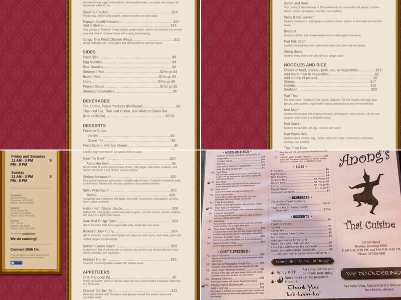 Anong's | Thai Cuisine Menu
