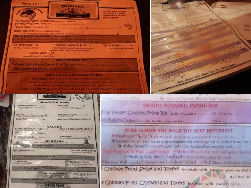 Michael's Big City Steakhouse Menu