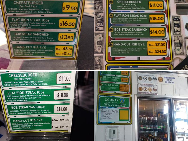 County 6 Bar & Grill Menu