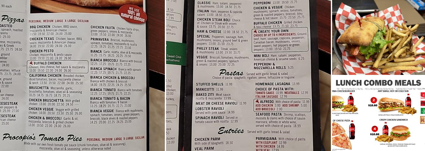 Procopio's Pizza Menu