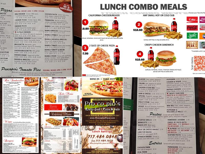 Procopio's Pizza Menu