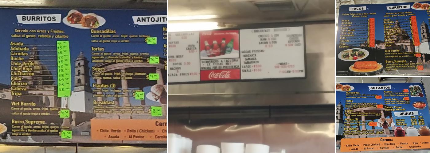 Taqueria La Piedad #2 Menu
