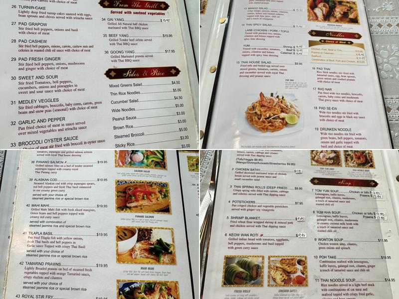 Royal Thai Menu