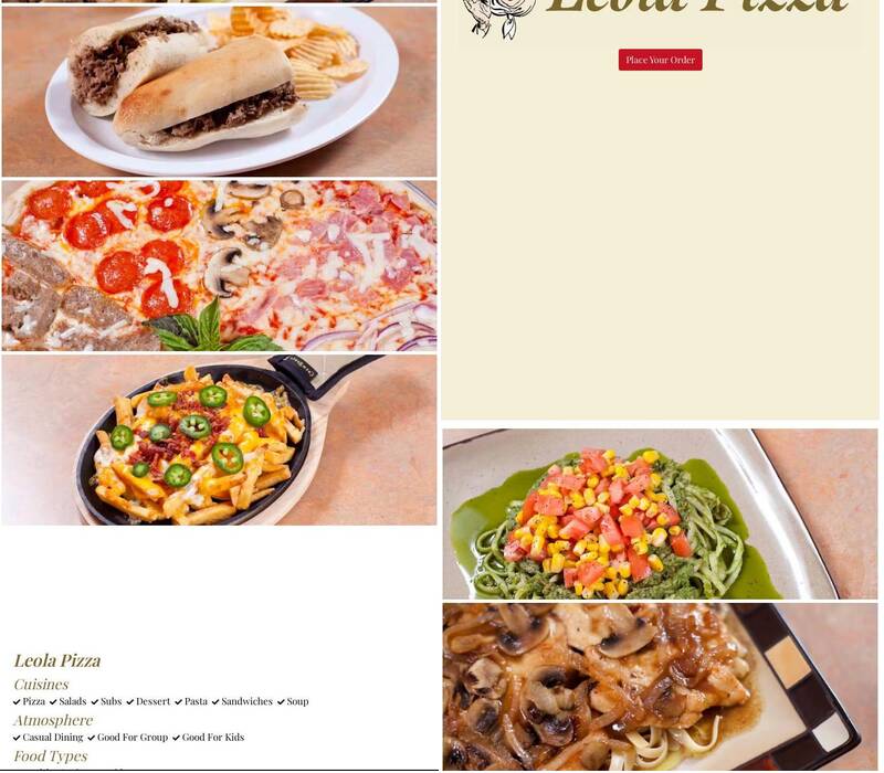 Leola Pizza Menu