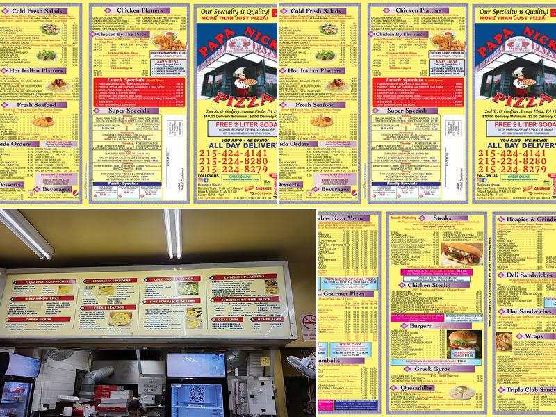 Papa Nick's Pizza Menu