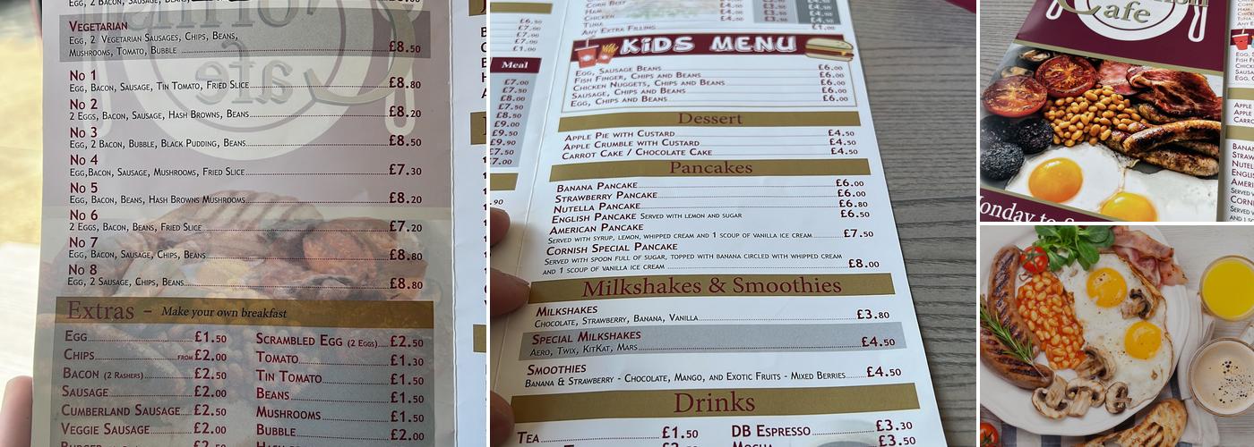 Cornish Cafe Menu