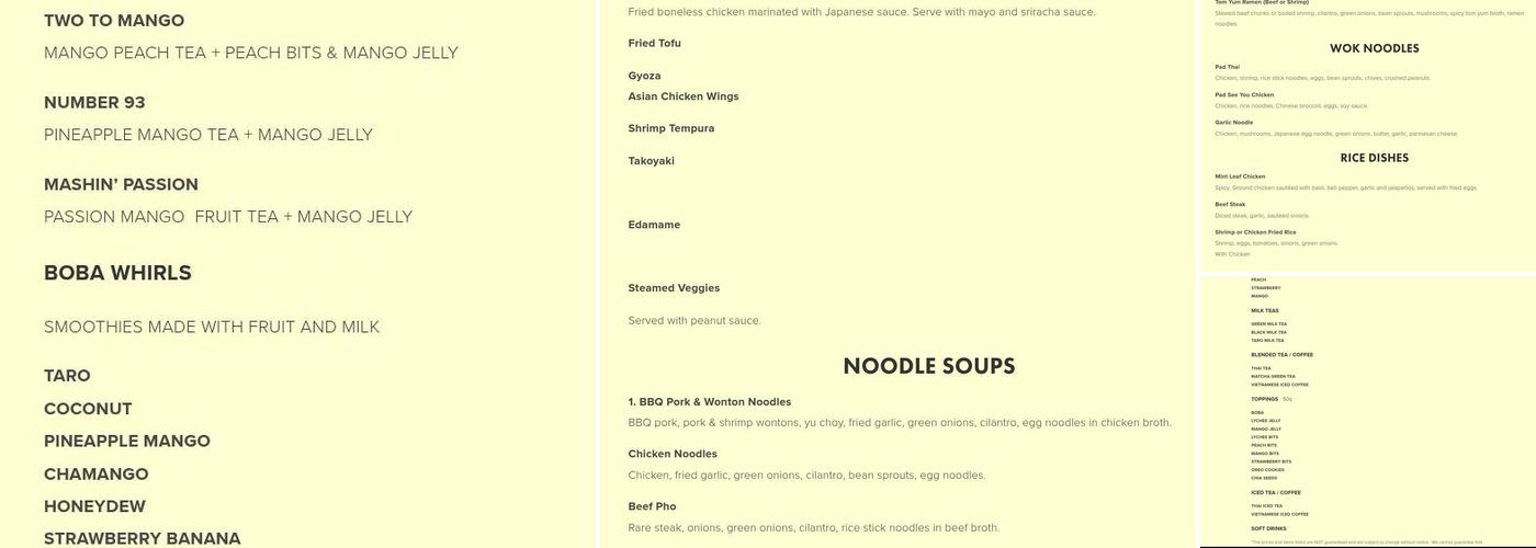 Noodle World Menu
