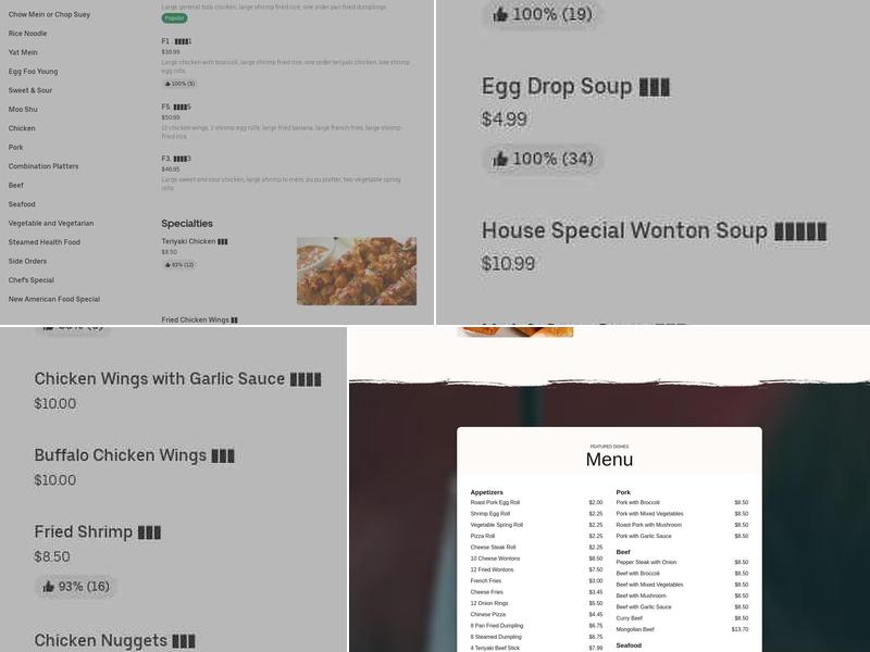 New Ocean Menu