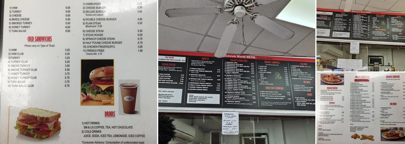 Sandwich World Menu