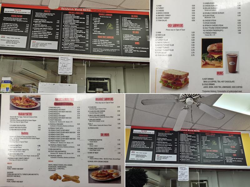 Sandwich World Menu