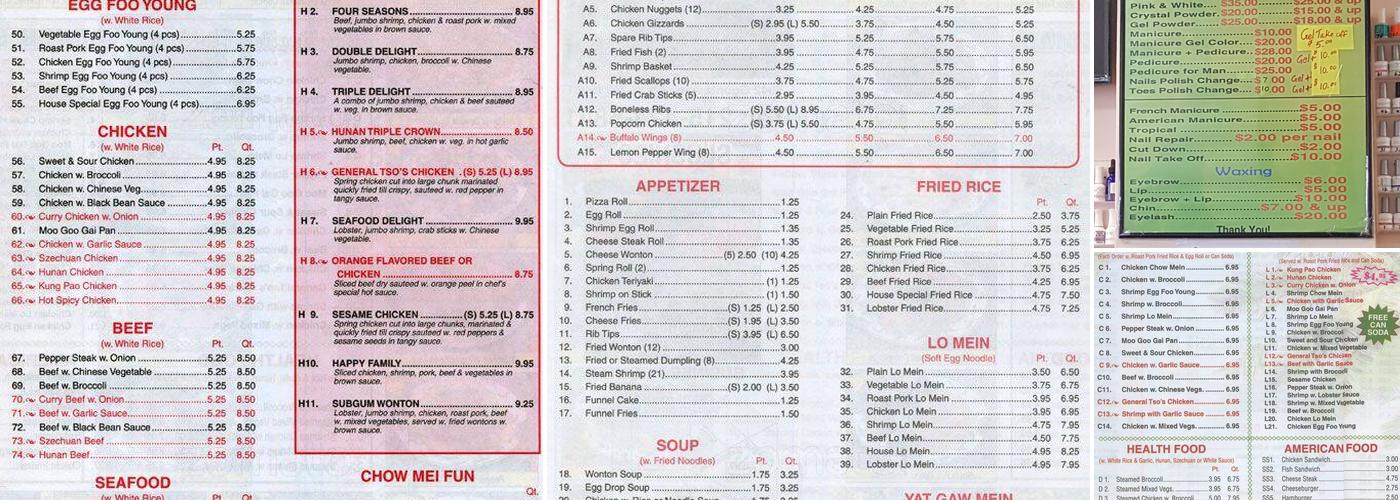 Happy House Menu
