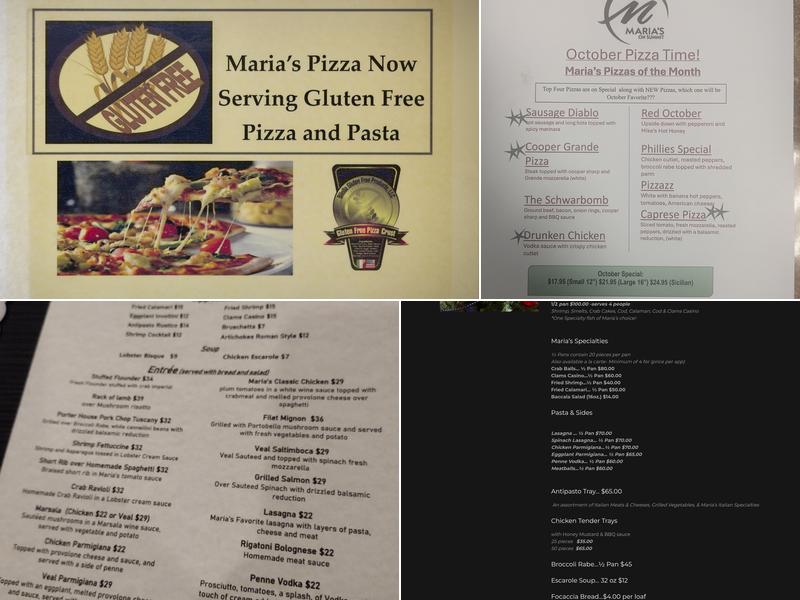Maria's Ristorante on Summit Menu