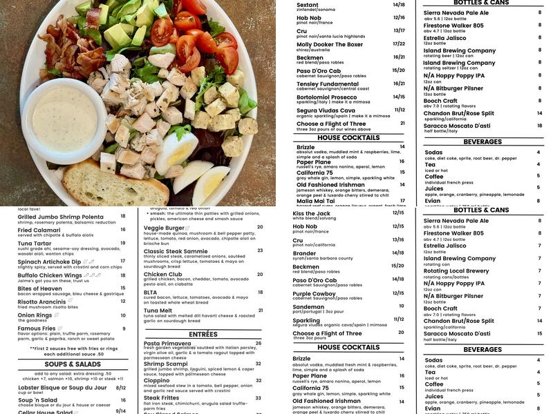 Corktree Cellars, Carpinteria CA Menu