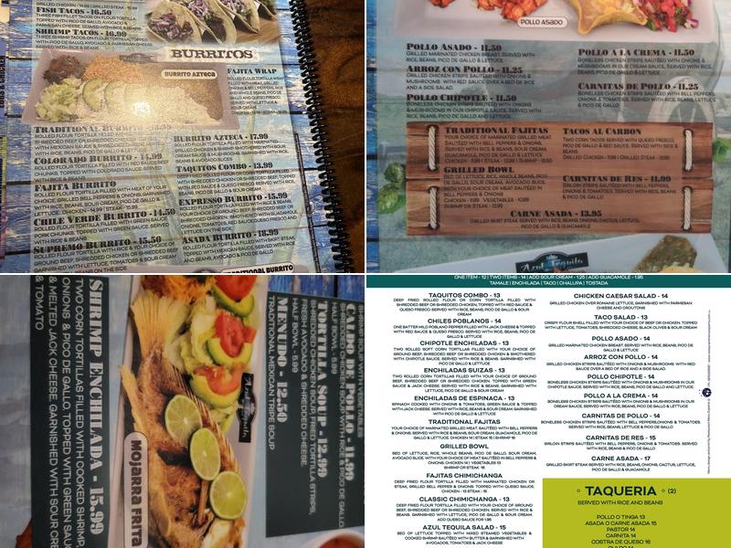 Azul Tequila Arcadia FL. Menu