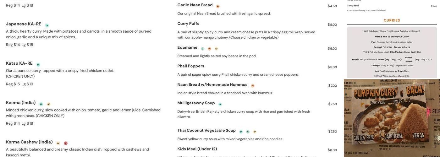World Curry Menu