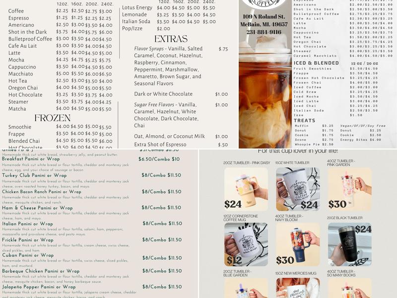Cornerstone Coffee Menu