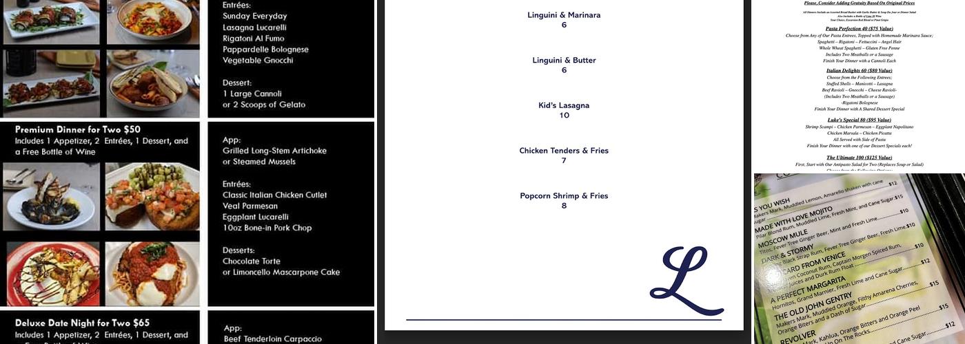 Lucarelli's Italian Restaurant Menu