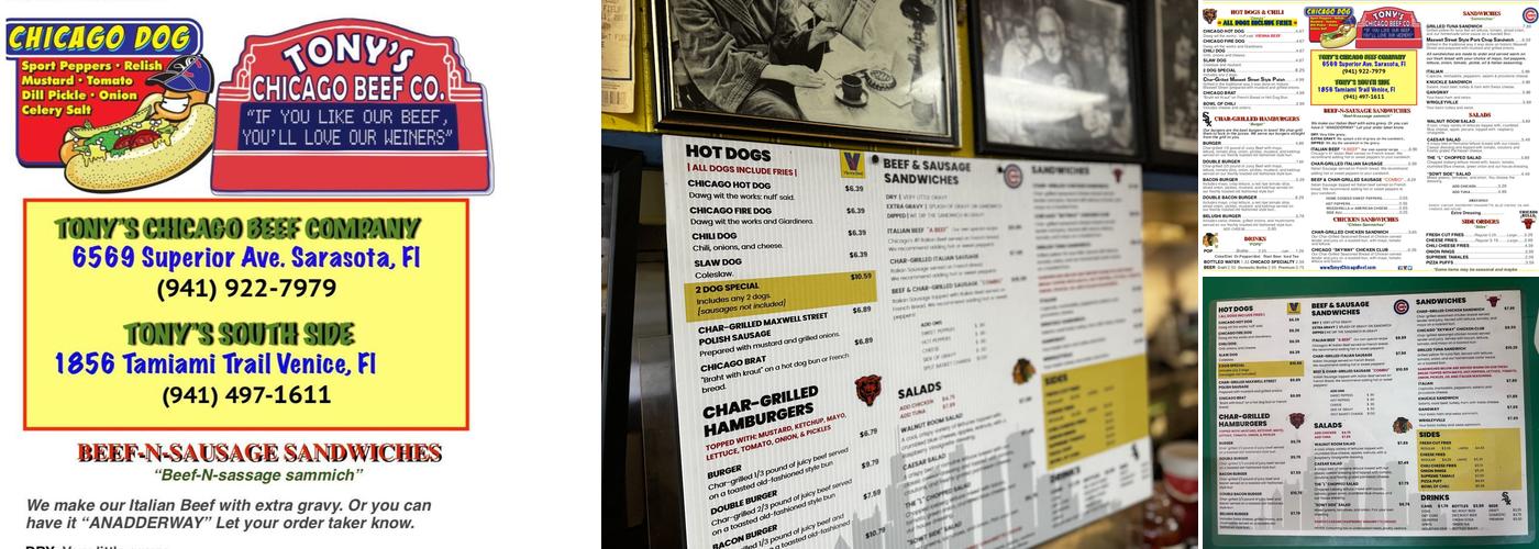 Tony's Chicago Beef Company Menu