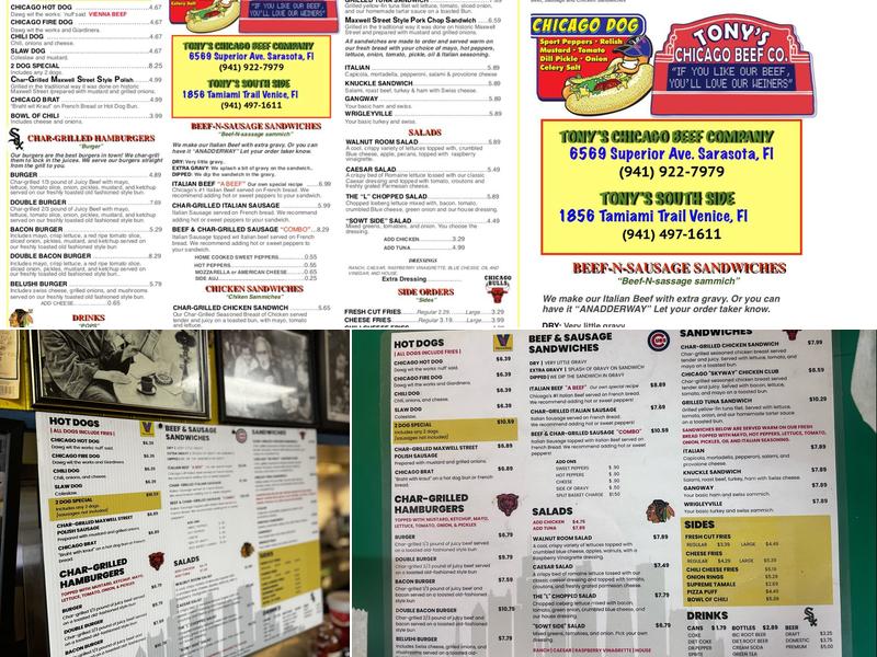 Tony's Chicago Beef Company Menu