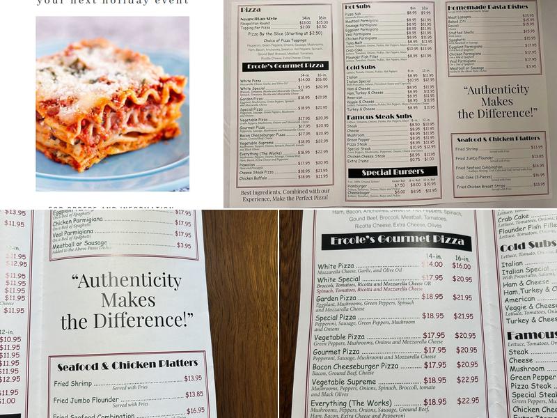 Ercole’s Pizza Menu
