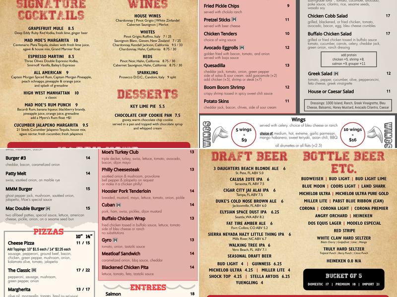 Mad Moe's Sports Pub & Grill Menu