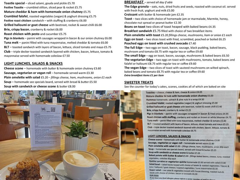 The EDGE Café Menu