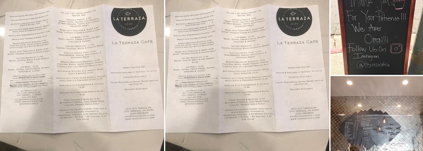 La Terraza Cafe Menu