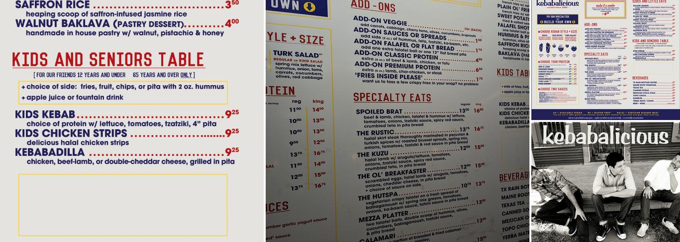 Kebabalicious Menu