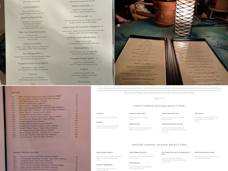 Geoffrey's Menu