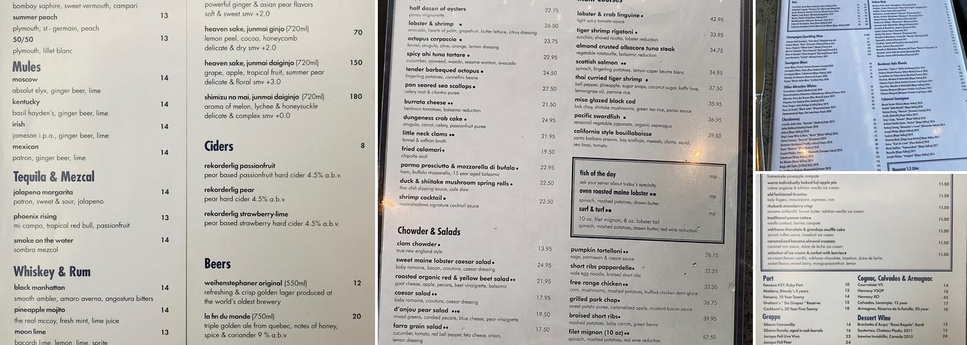 Moonshadows Malibu Menu