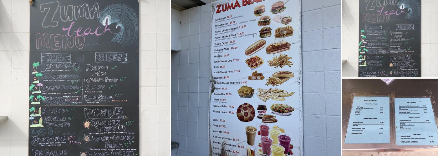 Zuma Cafe Menu