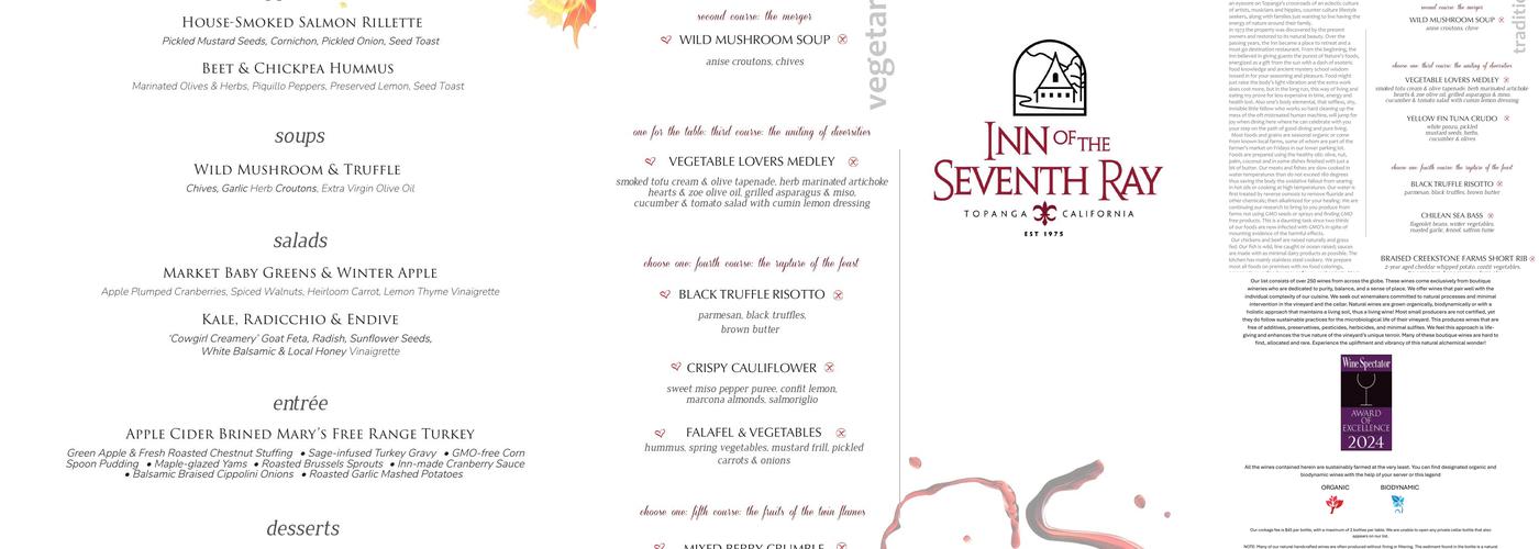 Inn of the Seventh Ray Menu