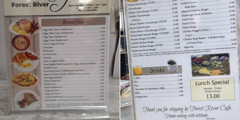 Forest River Café Menu