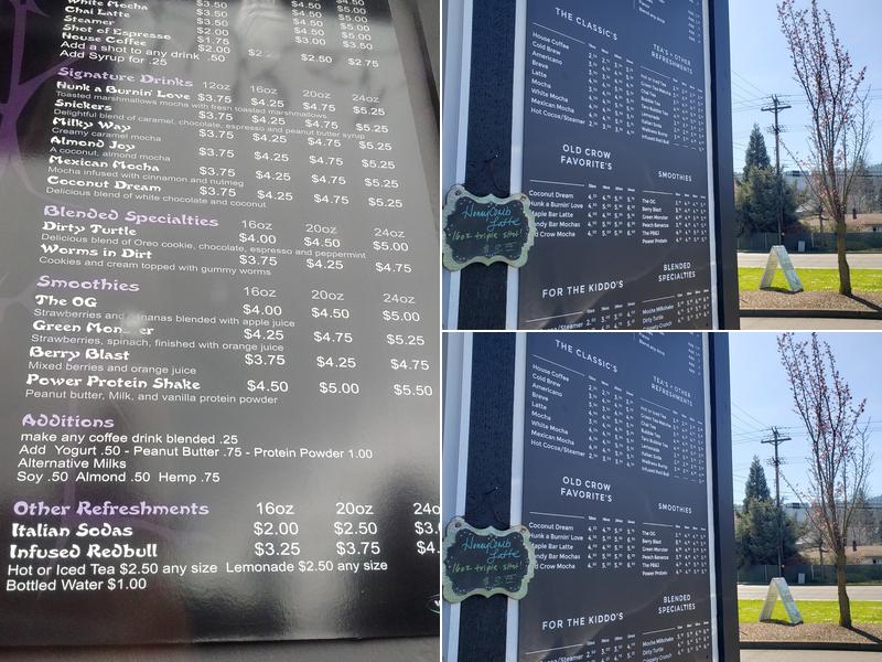 Old Crow Coffee Menu