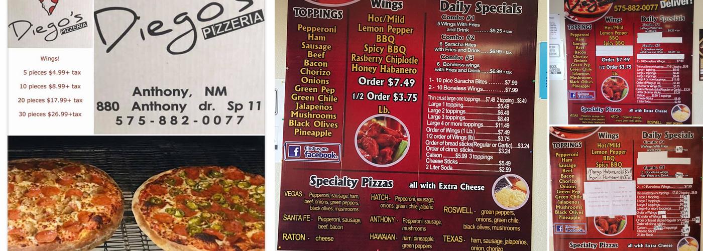 Diego s Pizzeria Menu