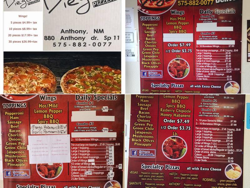 Diego s Pizzeria Menu