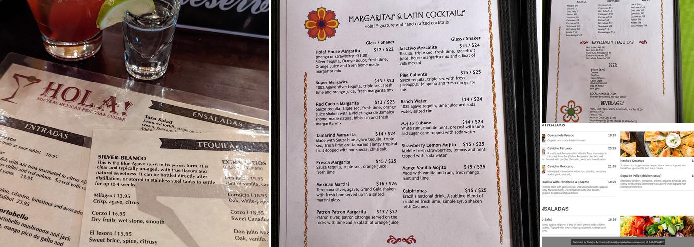 Hola! Camp Sherman Menu